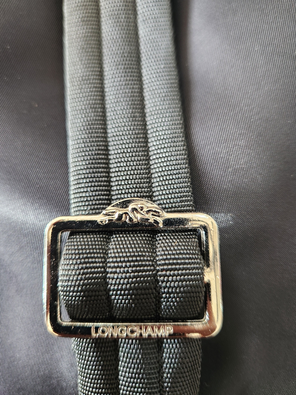 Longchamp Black Nylon Backpack with Fold-Over Flap - Picture 6 of 9